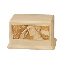 Sculpted Laser-Carved Salute™ Wooden Cremation Urn