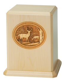 Sculpted Laser-Carved Deer Wooden Cremation Urn