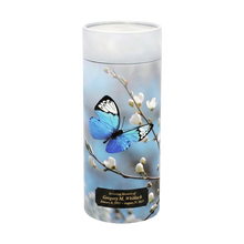 Butterfly Blossom Scattering Tube Cremation Urn with Black Engraving Plate
