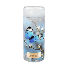 Butterfly Blossom Scattering Tube Cremation Urn with Brass Engraving Plate