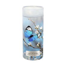 Butterfly Blossom Scattering Tube Cremation Urn with Silver Engraving Plate