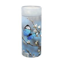 Butterfly Blossom Scattering Tube Cremation Urn with Brass Engraving Plate