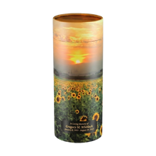 Sunflower Fields Scattering Tube Cremation Urn with Black Engraving Plate