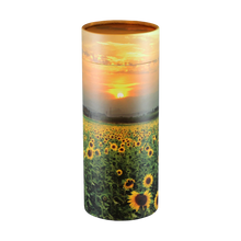 Sunflower Fields Scattering Tube Cremation Urn with Silver Engraving Plate