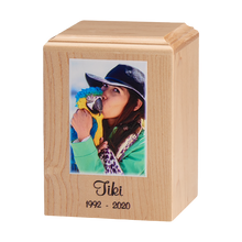 28 Cubic Inch Custom Color Pet Photo Wooden Cremation Urn