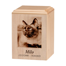 28 Cubic Inch Laser Engraved Pet Photo Wooden Cremation Urn
