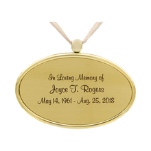 Goldtone Oval Memorial Pendant with Accent Ribbon