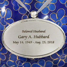 Silvertone Oval Memorial Pendant with Accent Ribbon