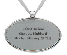 Silvertone Oval Memorial Pendant with Accent Ribbon
