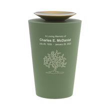 Sage Green & Gold Crescent Brass Cremation Urn