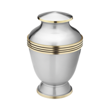 Elegant Pewter with Gold Bands Cremation Urn