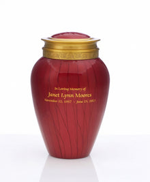 Crimson Pearl Blessing with Gold Rim Cremation Urn