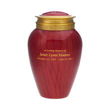 Crimson Pearl Blessing with Gold Rim Cremation Urn