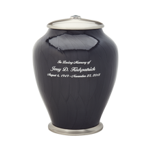 Pearl Midnight Brass Cremation Urn with Silver Accents