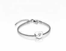 Polished Silver Heart to Heart Bead with Zirconia Cremation Urn