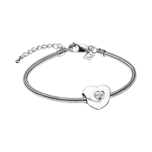 Polished Silver Heart to Heart Bead with Zirconia Cremation Urn