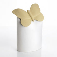 White and Yellow Paradise Butterfly Porcelain Cremation Urn