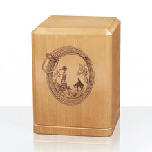 Lariat and Cowboy Wooden Cremation Urn