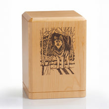 Wolf Wooden Cremation Urn