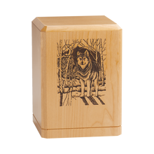 Wolf Wooden Cremation Urn