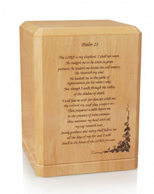 Psalm 23 Wooden Cremation Urn
