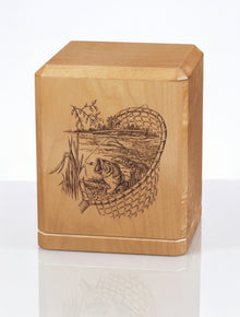 Gone Fishin’ Wooden Cremation Urn