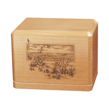 Beach Scene Wooden Cremation Urn