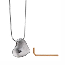Polished and Brushed Silver Necklace with Leaning Heart Pendant Cremation Urn