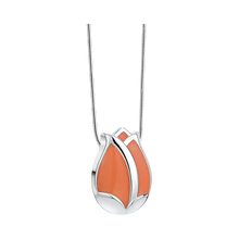 Polished Silver Necklace with Pearl Orange Tulip Pendant Cremation Urn