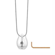 Polished Silver Necklace with Pearl Red Tulip Pendant Cremation Urn