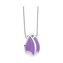Polished Silver Necklace with Pearl Lavender Tulip Pendant Cremation Urn