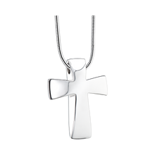 Polished Silver Necklace with Cross Pendant Cremation Urn