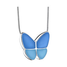 Pearl Blue and Polished Silver Wings of Hope Pendant Cremation Urn Necklace