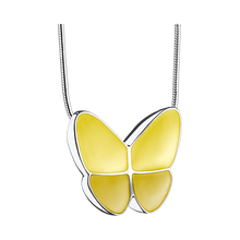 Polished Silver Necklace with Yellow Wings of Hope Pendant Cremation Urn