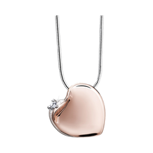 Polished Rose Gold Vermeil Necklace with Leaning Heart Pendant Cremation Urn