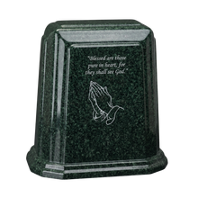 Tablet Millennium Cultured Granite Cremation Urn for Ashes - Emerald Green