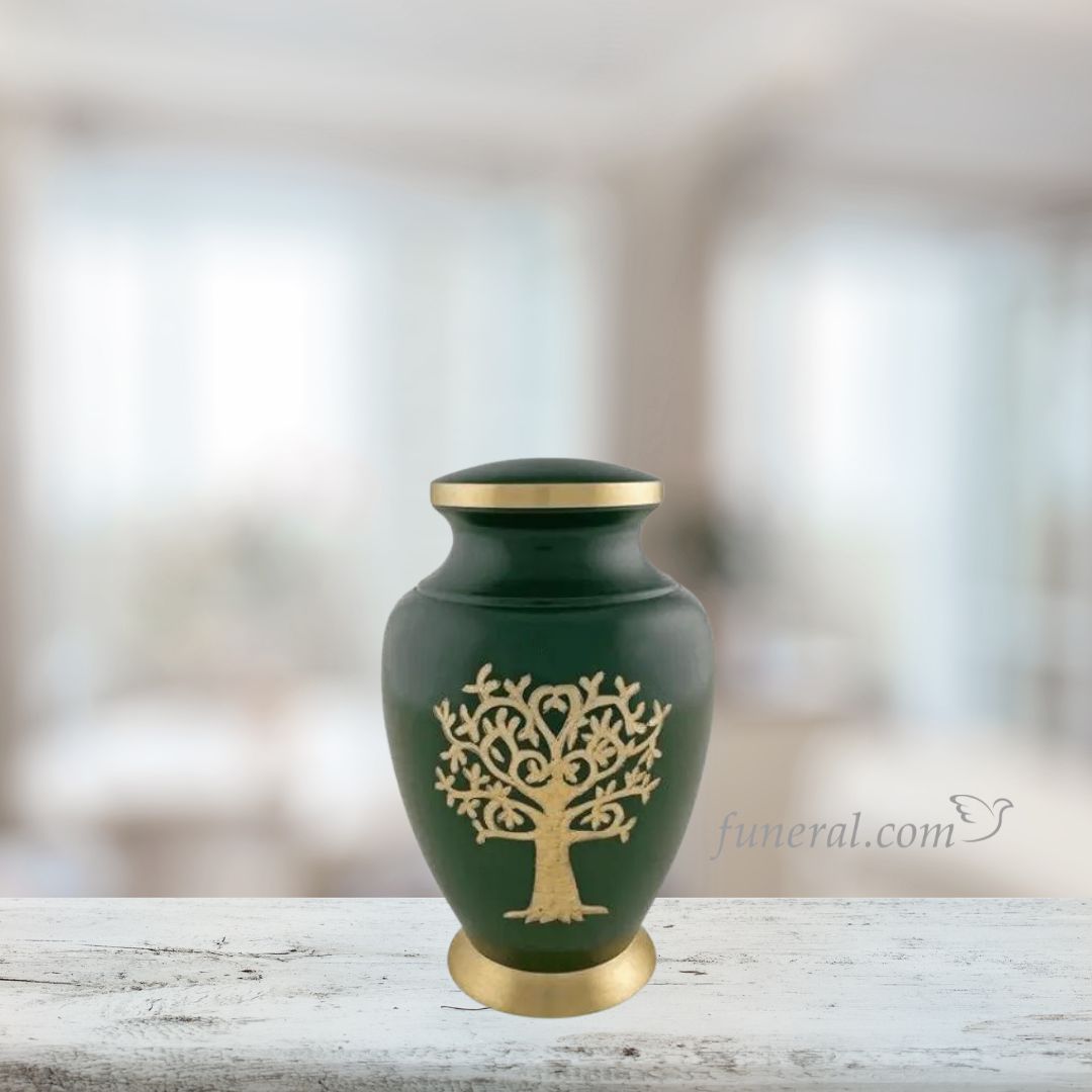 Eternal Roots Adult Dark Green Brass Urn