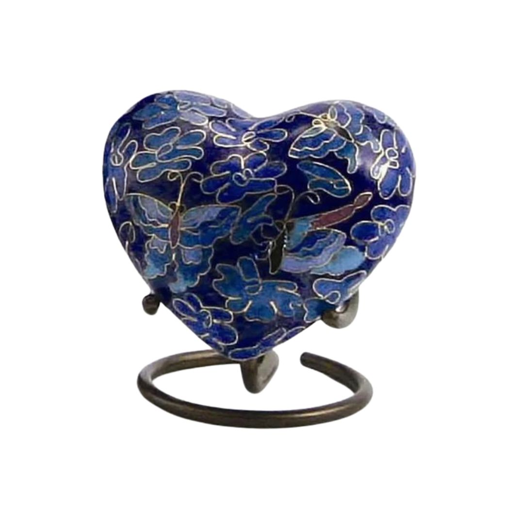 Etienne Flutter Blue Cloisonné Heart Keepsake - Full view