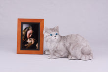 Silver & White Coat Shorthair Cat Figurine Pet Urn