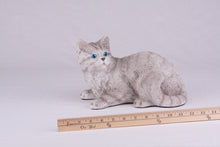 Silver & White Coat Shorthair Cat Figurine Pet Urn