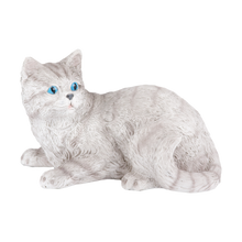 Silver & White Coat Shorthair Cat Figurine Pet Urn