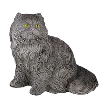 Gray Longhair Cat Figurine Pet Urn