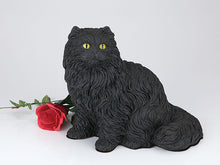 Black Longhair Cat Figurine Pet Urn