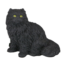 Black Longhair Cat Figurine Pet Urn