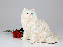 Cream White Longhair Cat Figurine Pet Urn 