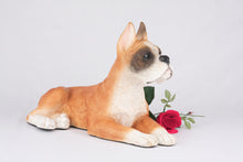 Fawn & White Coat Boxer with Ears Up Figurine Extra Large Pet Urn 