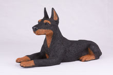 Black & Tan Coat Doberman Pinscher with Ears Up Figurine Extra Large Pet Urn