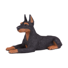 Black & Tan Coat Doberman Pinscher with Ears Up Figurine Extra Large Pet Urn