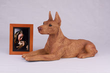 Red Coat Doberman Pinscher with Ears Up Figurine Extra Large Pet Urn