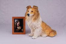 Black, White & Tan Tri-Color Sheltie Figurine Extra Large Pet Urn